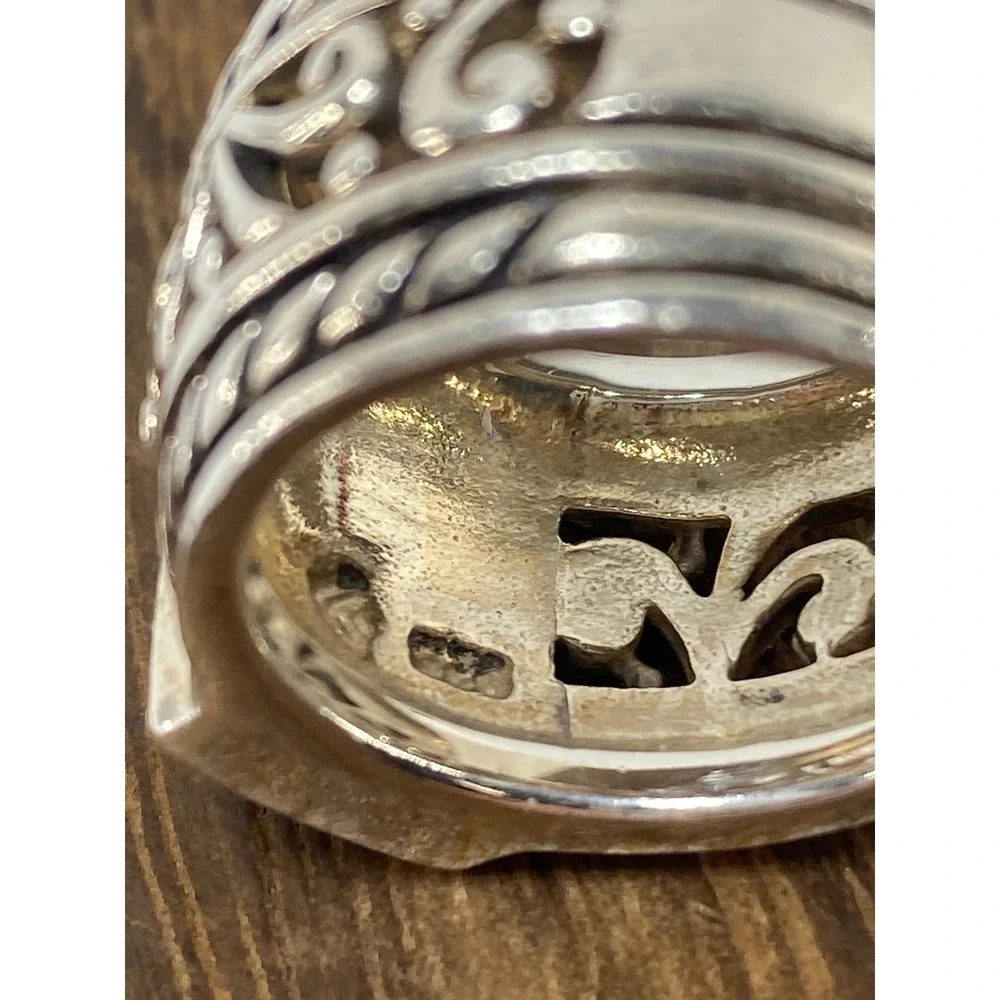 Vintage Sterling Silver 925‎ Ring with Black Onyx Stone Ornate Band